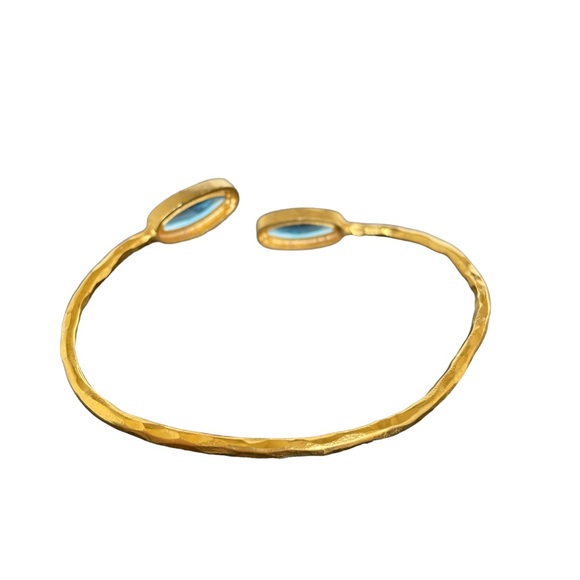 Gold Cuff Bracelet with Blue Crystal Stones - Picture 5 of 11